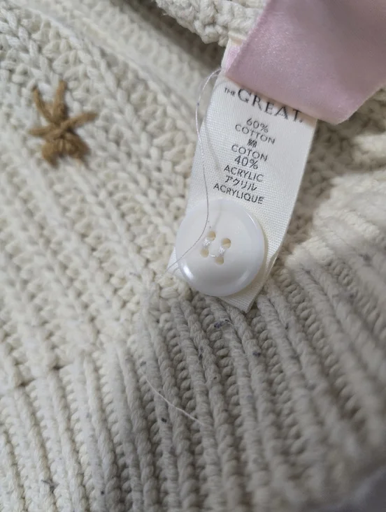 The Great. Collegiate Cardigan Knit Crew Neck Long Sleeve Size L - Picture 8 of 9